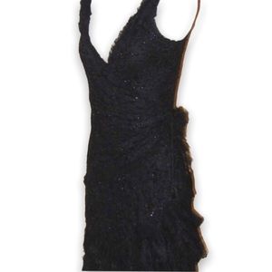 bebe Beaded Lace Wrap Dress